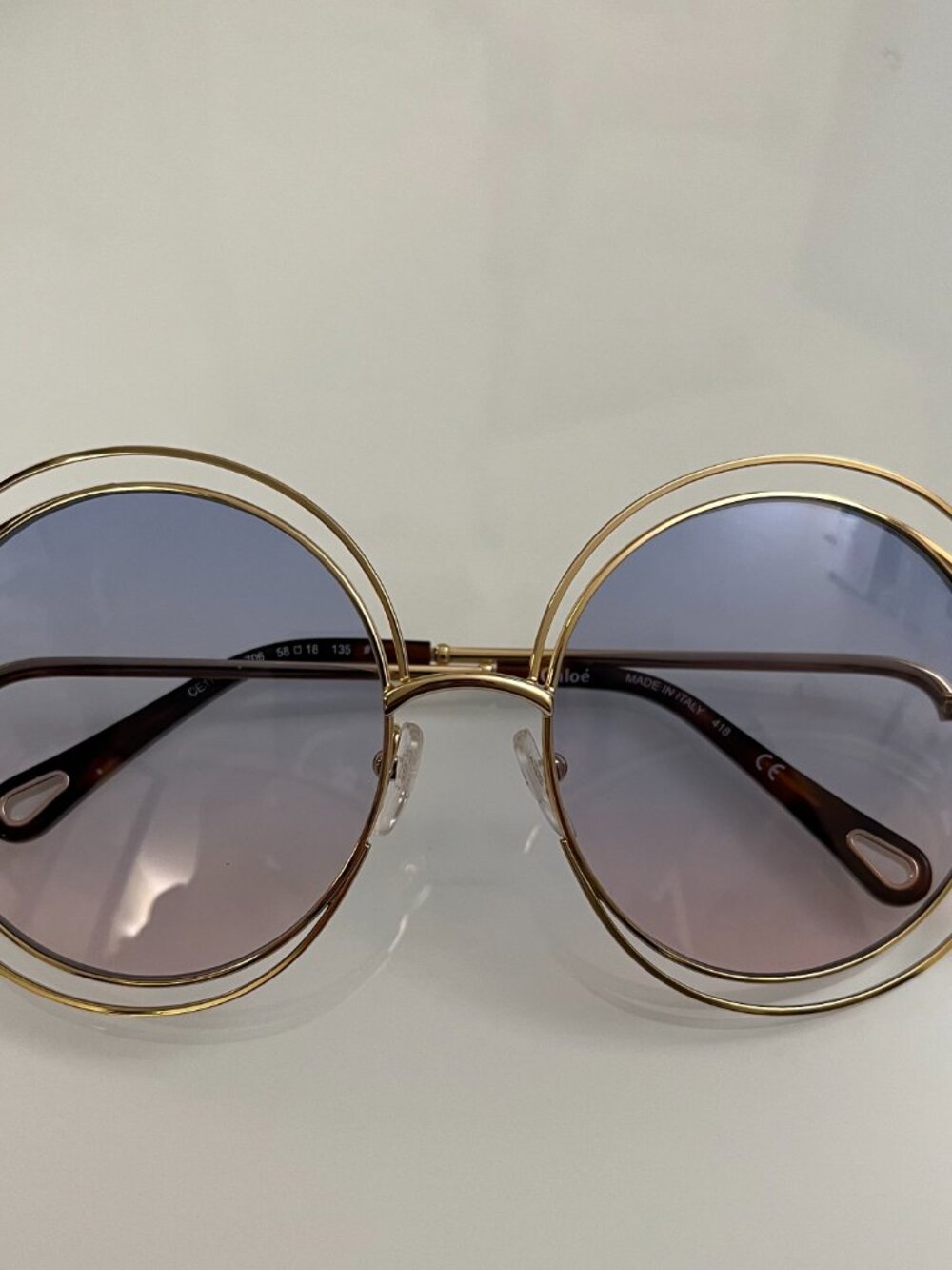 CHLOE CARLINA 58mm Round Sunglasses  in Rainbow made in Italy MSRP$420
